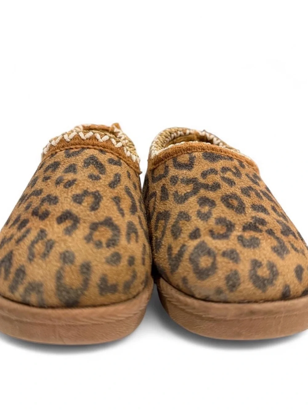 Kids Leopard-Print Slip-On Slippers - Brown